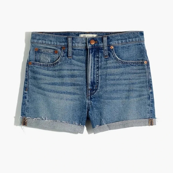 Madewell Nwot classic denim cut off cuffed shorts size 24 medium wash - Picture 7 of 11